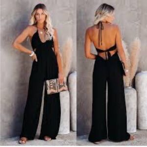 Vici Influencer Strappy Halter Style Sexy Wide Leg Jumpsuit